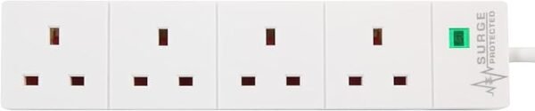 PRO ELEC PL09211 4 Gang Surge Protected Extension Lead White, 8m