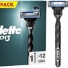 Gillette Mach3 Men's Razor + 12 Razor Blade Refills, 3 Blades for a Smooth Shave