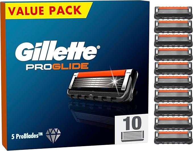 Gillette ProGlide Razor Blades Men, Pack of 10 Razor Blade Refills with Precision Trimmer,