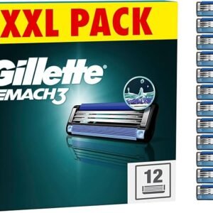 Gillette Mach3 Razor Blades Men, Pack of 12 Razor Blade Refills,