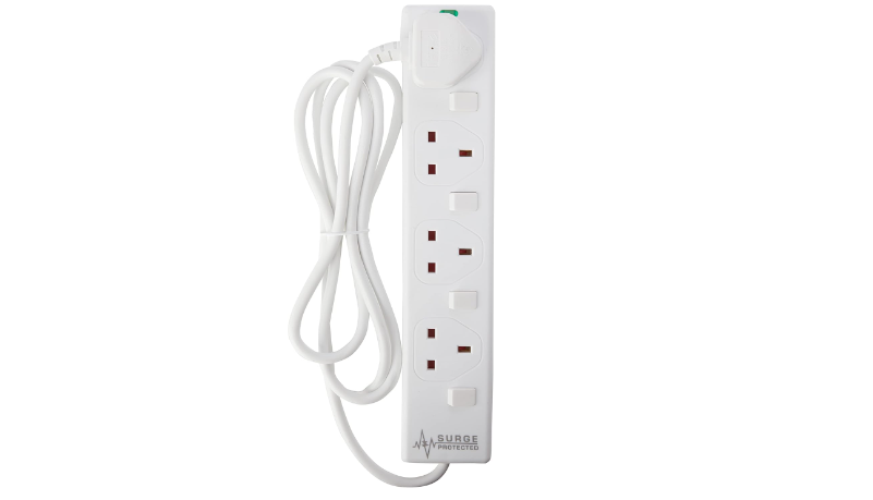 pro elec plpl15330pl 2 m Switched and Surge Protected 4 Gang Extension Lead white - shermics.com