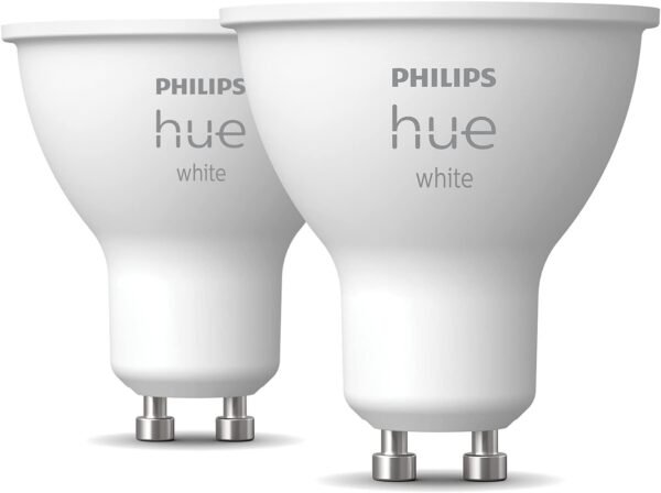 Philips Hue New White Smart LED Light Bulb 2 Pack [GU10 Spot] with Bluetooth Works with Alexa, Google Assistant, Apple Homekit for Indoor Home Lighting
