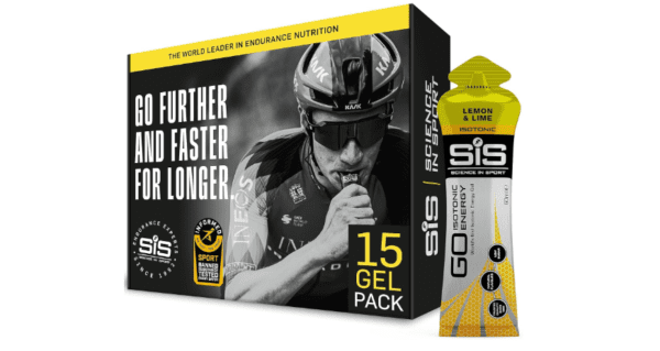 Science In Sport GO Isotonic Energy Gels, Running Gels with 22g Carbohydrates, Low Sugar, Lemon and Lime Flavour, 60ml Per Serving (15 Pack)