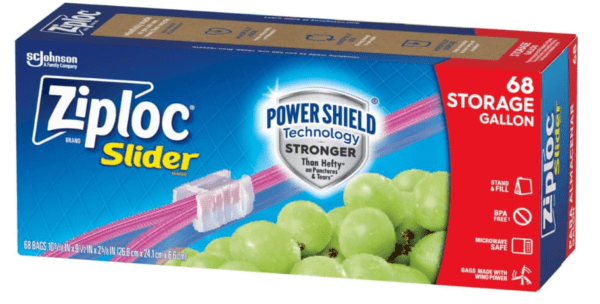 Ziploc Gallon Food Storage Slider Bags, Power Shield Technology for More Durability, 68 Count