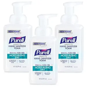 Purell Advanced Hand Sanitizer 2in1 Moisturizing Foam, Naturally Fragranced with Essential Oils, 10 oz Pump Bottle (Pack of 3)