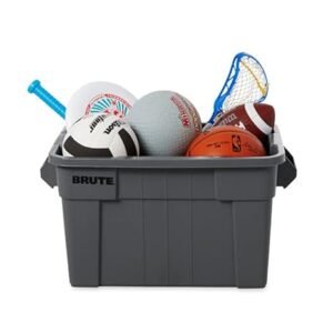Rubbermaid Commercial Products Brute Tote Storage Container with Lids-Included, 20-Gallon, Gray, 2 Pack