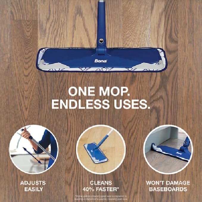 Bona Premium Microfiber Floor Mop for Dry and Wet Floor Cleaning - Includes Microfiber Cleaning Pad and Microfiber Dusting Pad