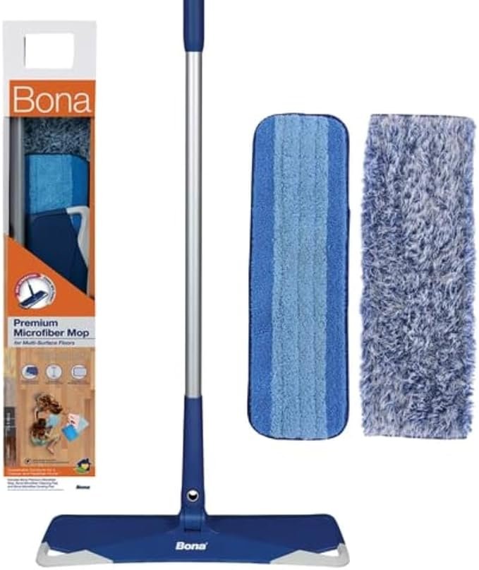 Bona Premium Microfiber Floor Mop for Dry and Wet Floor Cleaning - Includes Microfiber Cleaning Pad and Microfiber Dusting Pad