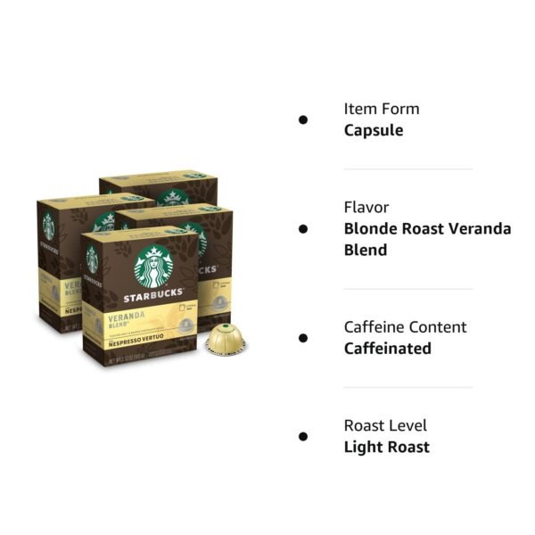 Starbucks by Nespresso Vertuo, Veranda Blend, Blonde Roast Coffee, 32-count Coffee Pods, Brews 7.8 oz.