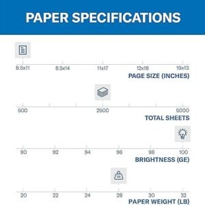 Hammermill Printer Paper, Premium Color 28 lb Copy Paper, 8.5 x 11 - 5 Ream (2,500 Sheets) - 100 Bright,
