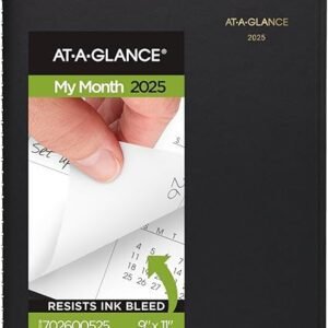 AT-A-GLANCE 2025 Planner, Monthly, 9" x 11", Large, 15 Months, Black (702600525)