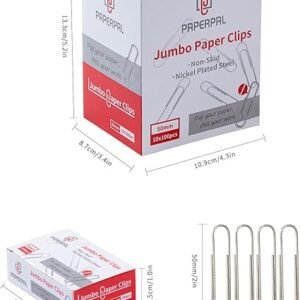 PAPERPAL Jumbo Paper Clips Nonskid, 1000 Large Paper Clips (10 Boxes of 100 Each),