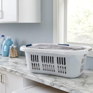 Rubbermaid FG299587WHTRB Laundry Basket, 2.1 Bushel