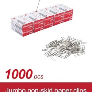 PAPERPAL Jumbo Paper Clips Nonskid, 1000 Large Paper Clips (10 Boxes of 100 Each),