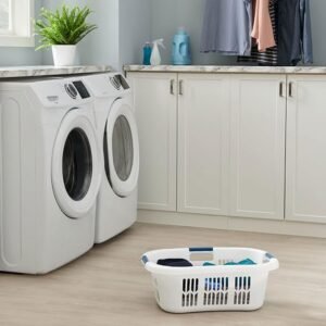 Rubbermaid FG299587WHTRB Laundry Basket, 2.1 Bushel