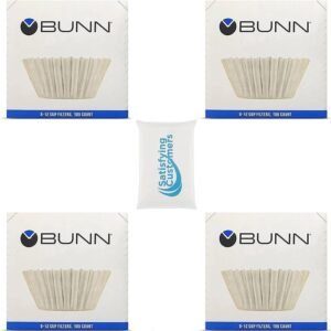 BUN Coffee Filter – 4 PK - 100 PCS per Pack – Taller – Flat Bottom Liner – Quality Paper for Most Coffee Makers