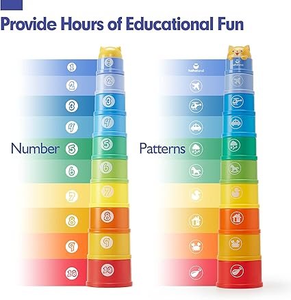 hahaland Rainbow Stacking Cups 10 Pcs Toys for 1 Year Old Girls Boys Toddler Toys