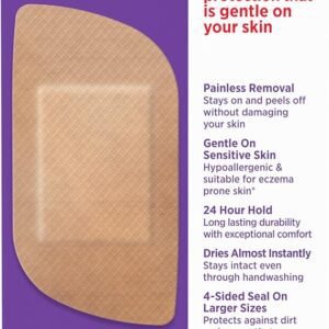 Band-Aid Brand Adhesive Bandages for Sensitive Skin, Extra Large Size, 7 ct