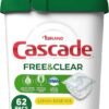 Cascade Free & Clear ActionPacs, Dishwasher Detergent, Lemon Essence, Dishwasher Soap, Dishwasher Pods, 62 Count