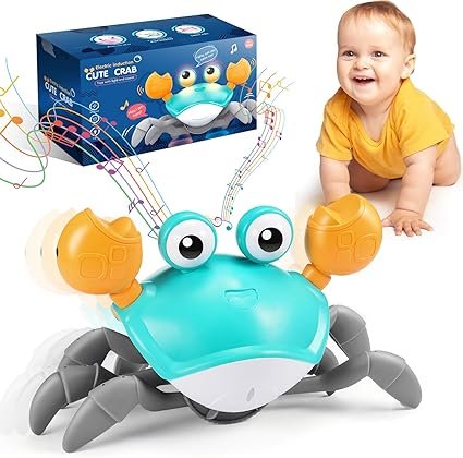 iKidiki Crawling Crab Toy, Gifts for 1-3 Year Old Girls Boys Baby Toys 6 to 12 Months Sensory Toys for Babies Toddler Toys for 1 2 3 4 Year Olds Tummy Time Crab