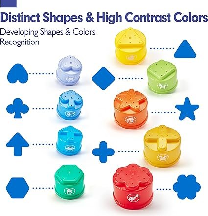 hahaland Rainbow Stacking Cups 10 Pcs Toys for 1 Year Old Girls Boys Toddler Toys