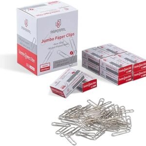 PAPERPAL Jumbo Paper Clips Nonskid, 1000 Large Paper Clips (10 Boxes of 100 Each),