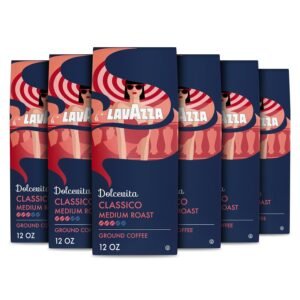 Lavazza Dolcevita Classico Ground Coffee 6 Bags of 12oz, Medium Roast, Rich and Full-bodied, Intensity 3/5, Arabica and Robusta, Ideal for Drip Brewers, (Pack of 6)