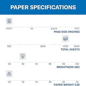 Hammermill Printer Paper, 20 Lb Copy Paper, 8.5 x 11 - 8 Ream (4,000 Sheets) - 92 Bright