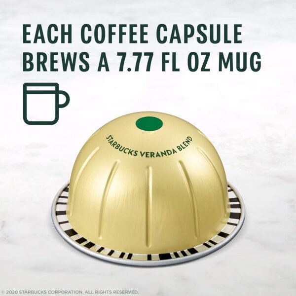 Starbucks by Nespresso Vertuo, Veranda Blend, Blonde Roast Coffee, 32-count Coffee Pods, Brews 7.8 oz.