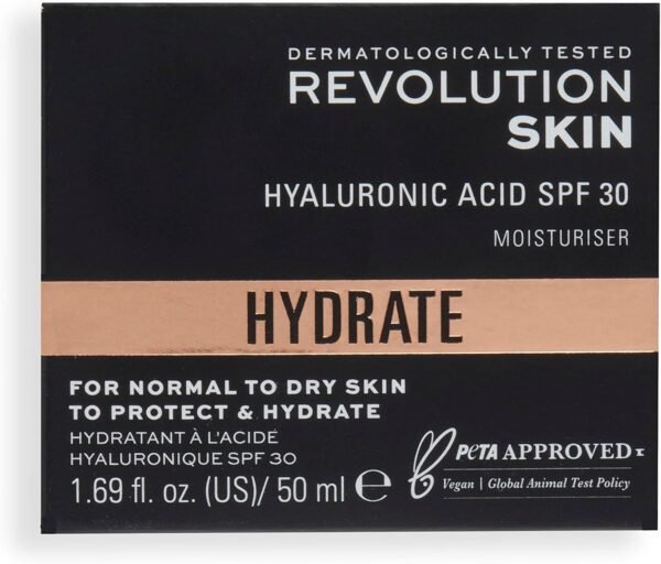 Revolution Beauty London Skincare SPF 30 Moisturiser Cream, Normal to Dry Skin, 50ml