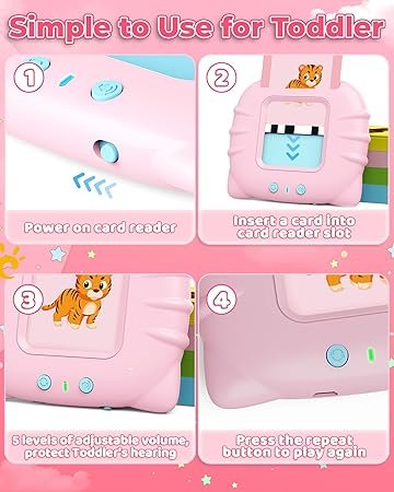 Talking Flash Cards Early Educational Toys for 3-6 Year Old Baby Boys Girls