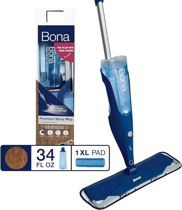 Bona Hardwood Floor Premium Spray Mop - Includes Hardwood Floor Cleaning Solution and Machine Washable Microfiber Cleaning Pad