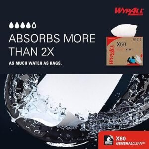 WypAll General Clean X60 Multi-Task Cleaning Cloths (54015), Brag Box, White, 1 Box with 252 Sheets