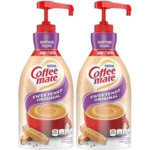 Nestle Coffee mate Coffee Creamer, Sweetened Original, Concentrated Liquid Pump Bottle, Non Dairy, No Refrigeration, 50.7 oz (Pack of 2)