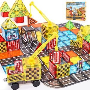 iKidiki Magnetic Tiles for Kids, Toys for 3 4 5 6 7 8 Year Old Boys Girls