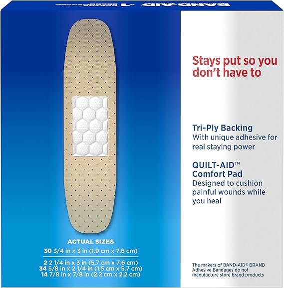 Band-Aid Brand Tru-Stay Sheer Strips Adhesive Bandages for First Aid and Wound Care, Assorted Sizes, 80ct