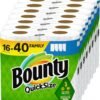 Bounty Paper Towels Quick Size, White, 16 Family Rolls = 40 Regular Rolls