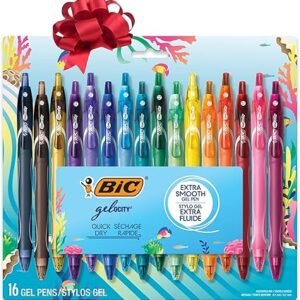 BIC Gelocity Quick Dry Ocean Themed Gel Pens, Fast-Drying Ink and Comfortable Full Barrel Grip, Medium Point (0.7mm), 16-Count Gift Set in Assorted Colors