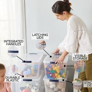 Rubbermaid Cleverstore Clear 30 QT Pack of 6 Stackable Plastic Storage Containers with Durable Latching Clear Lids