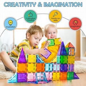 Xekel 120PCS Magnetic Building Blocks, Magnetic Tiles 3D Kids Toys Sets