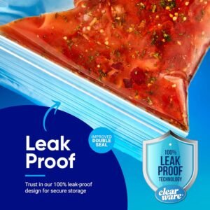 Gallon Freezer Bags, Double Zipper Seal - 100 Count, Thick Resealable Plastic Gallon Bags
