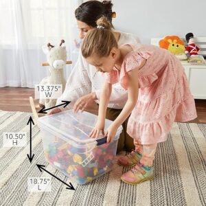 Rubbermaid Cleverstore Clear 30 QT Pack of 6 Stackable Plastic Storage Containers with Durable Latching Clear Lids