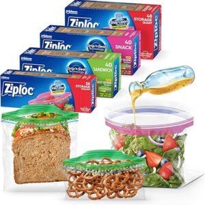 Ziploc Food Storage and Sandwich Bags Variety Pack, Stay Open Design with Stand-Up Bottom, Easy to Fill, 166 Bags Total