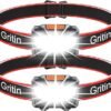 Gritin LED Head Torch, [2 Pack] COB Headlamp Super Bright Headlight, Adjustable with 3 Modes