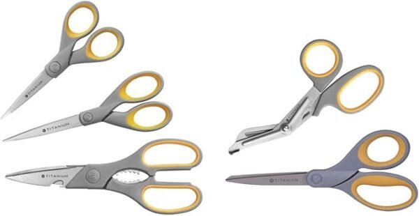 Westcott Titanium Super Softgrip Scissor Set (Pack of 5), Yellow