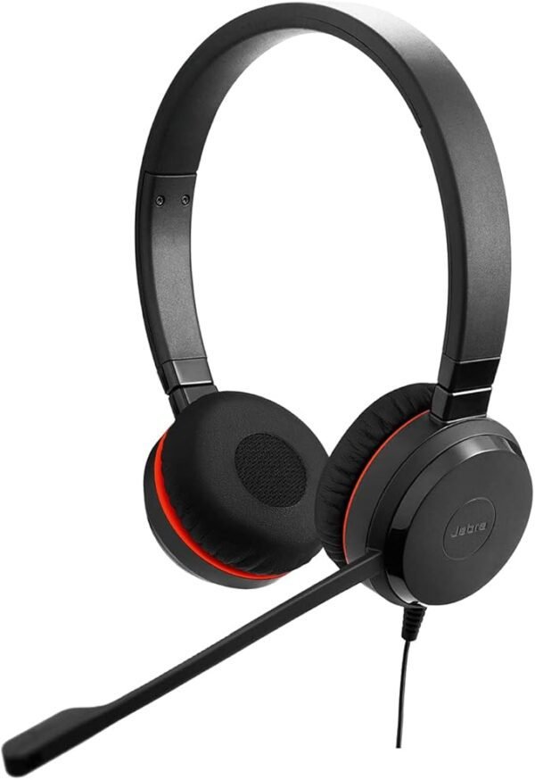 Jabra Evolve 20 UC Stereo Headset – Unified Communications Headphones for VoIP Softphone with Passive Noise Cancellation – USB-A Cable with Controller – Black