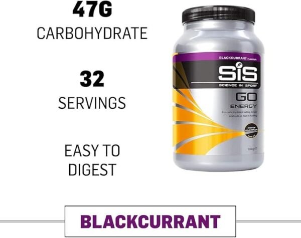 Science In Sport GO Energy Powder Energy Drinks, Blackcurrant Flavour, 47g of Carbohydrates, 32 Servings Per 1.6kg