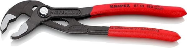 Knipex Cobra® High-Tech Water Pump Pliers grey atramentized, with non-slip plastic coating 180 mm 87 01 180