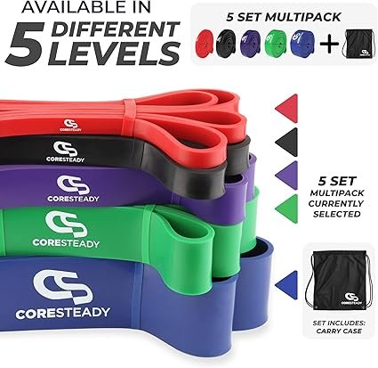 Coresteady Pull Up Bands & Resistance Bands - Rubber Heavy Duty Loop Band for Men & Women - Build Fit Power & Muscle - Training, Fitness Assist Pull Ups & Gym Exercise
