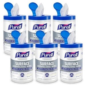 PURELL Professional Surface Disinfecting Wipes, Citrus Scent, 110 Count Canister, 7"x 8" Wipes (Pack of 6)